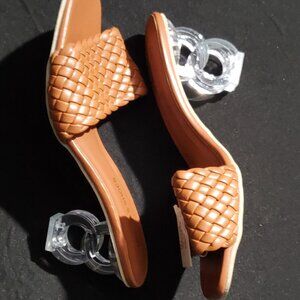 Brown Woven Acrylic Heels